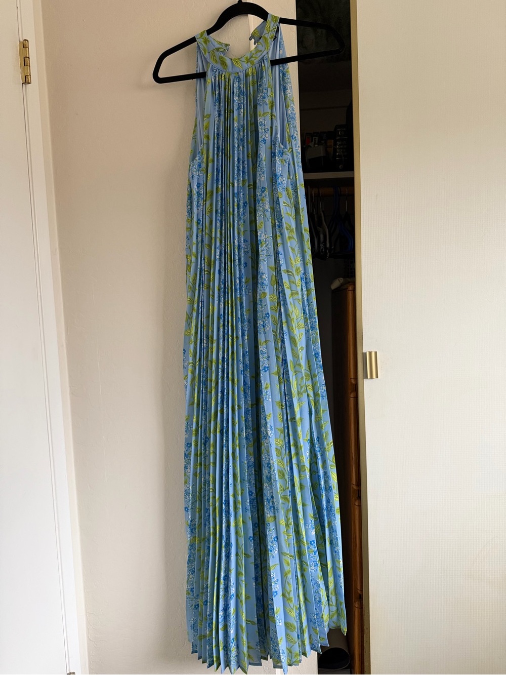 VICI Light Blue and Lime Green Floral Maxi Dress